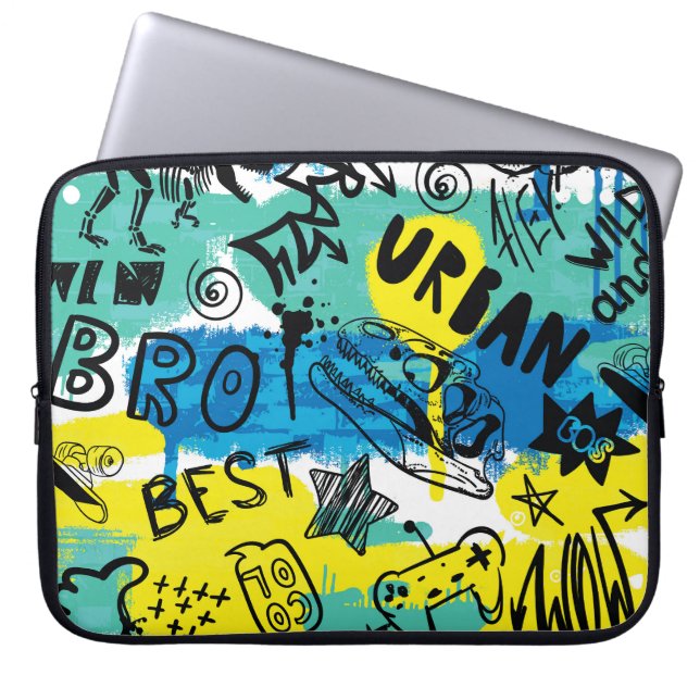 Monster Hand getrokken Kinder Patroon Laptop Sleeve (Voorkant)