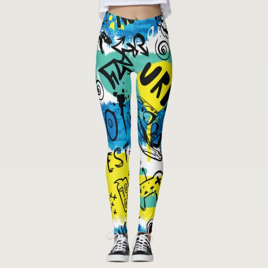 Monster Hand getrokken Kinder Patroon Leggings (Voorkant)