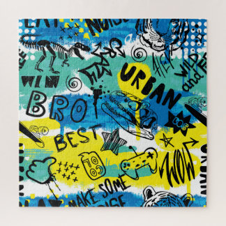 Monster Hand getrokken Kinder Patroon Legpuzzel