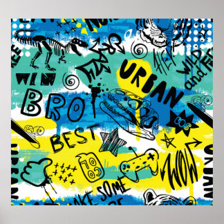 Monster Hand getrokken Kinder Patroon Poster