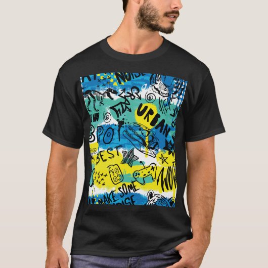 Monster Hand getrokken Kinder Patroon T-shirt (Voorkant)