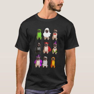 Monster Heks Boe Geest Skelet Pug Hond Halloween T-shirt