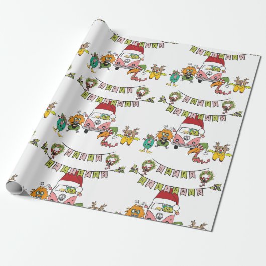 Monster Holiday Cheer Cadeaupapier (Uitgerold)