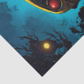 Monster Horror Bus Blauw Geel Decoupage Tissuepapier (Detail)