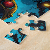 Monster Horror Bus blauw geel Legpuzzel (Zijkant)