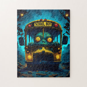 Monster Horror Bus blauw geel Legpuzzel
