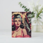 monster horror meisje briefkaart (Staand voorkant)