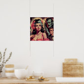  monster horror meisje poster (Keuken)