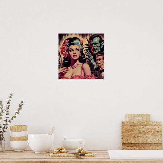 monster horror meisje poster (Keuken)