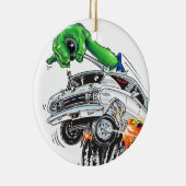 Monster Hot Rod Racer (wit) Keramisch Ornament (Rechts)