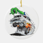 Monster Hot Rod Racer (wit) Keramisch Ornament (Achterkant)