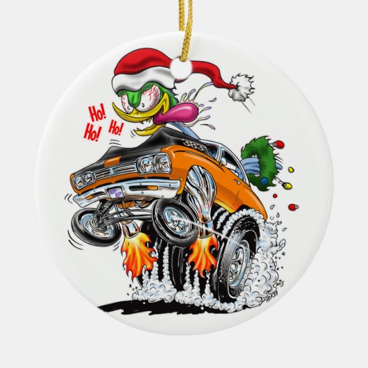 Monster Hot Rod Santa Bird Ho. Ho! Ho! Keramisch Ornament (Voorkant)