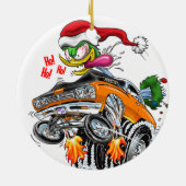Monster Hot Rod Santa Bird Ho. Ho! Ho! Keramisch Ornament (Achterkant)