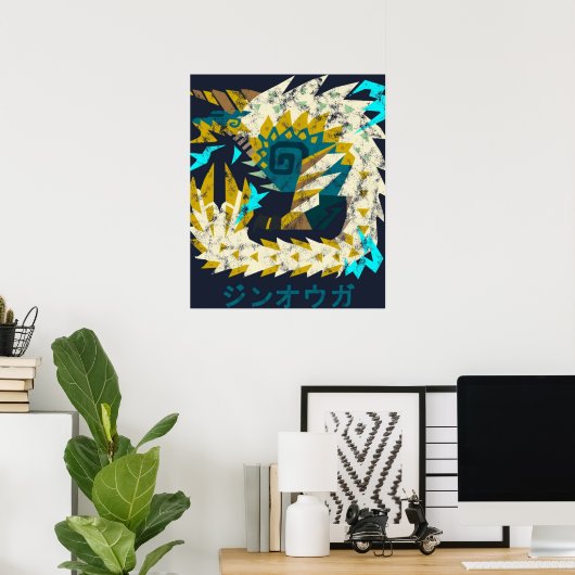 Monster Hunter World Iceborne Zinogre Kanji Icon Poster (Thuiskantoor)