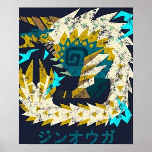 Monster Hunter World Iceborne Zinogre Kanji Icon Poster (Voorkant)