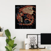 Monster Hunter World Rathalos Kanji Icon Poster (Thuiskantoor)