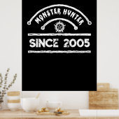 Monster Hunter Zegel Verweerde Typografie Poster (Keuken)