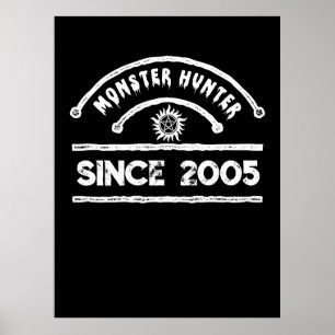 Monster Hunter Zegel Verweerde Typografie Poster