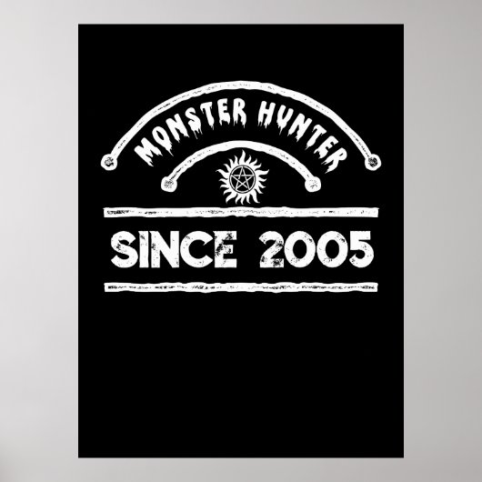 Monster Hunter Zegel Verweerde Typografie Poster (Voorkant)