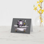Monster in bubbelbad kaart (Gele Bloem)