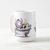 Monster in bubbelbad koffiemok (Voorkant links)