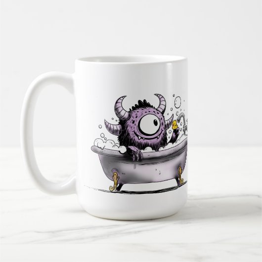 Monster in bubbelbad koffiemok (Links)