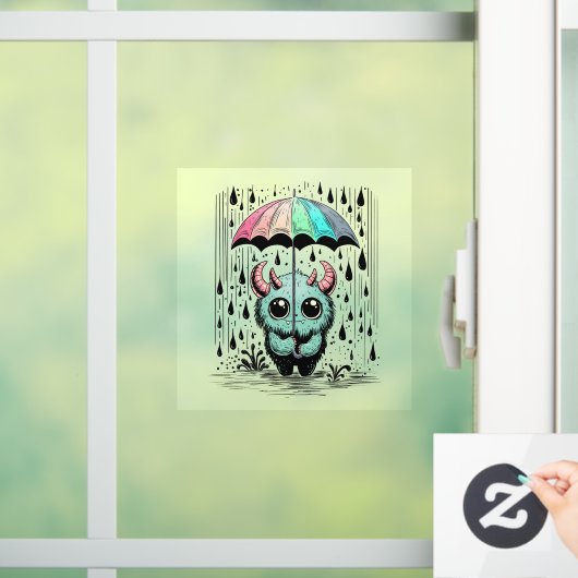 Monster in de regen raamsticker (Huis)