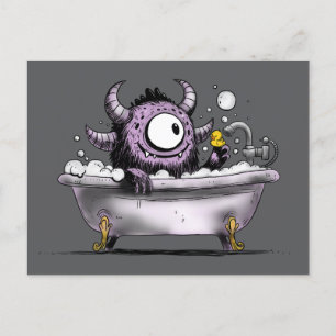 Monster in een bubbelbad briefkaart