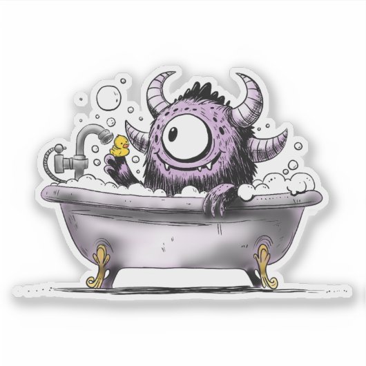 Monster in een bubbelbad sticker (Voorkant)