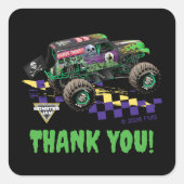 Monster Jam Grave Digger Dank je wel Vierkante Sticker (Voorkant)