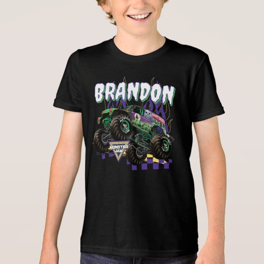 Monster Jam Grave Digger - Persoonlijk gemaakt Tri-Blend Shirt (Voorkant)