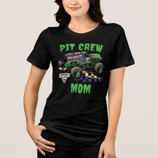 Monster Jam Grave Digger Pit Crew Moeder Tri-Blend Shirt (Voorkant)