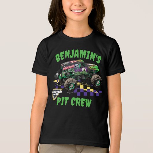 Monster Jam Grave Digger Verjaardag Pit Crew Tri-Blend Shirt (Voorkant)