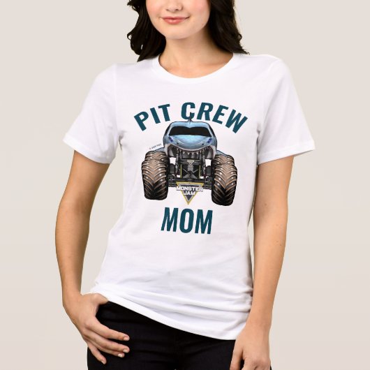 Monster Jam Megalodon Pit Crew Moeder Verjaardag Tri-Blend Shirt (Voorkant)