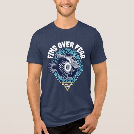 Monster Jam Megalodon - Vins boven angst Tri-Blend Shirt (Voorkant)