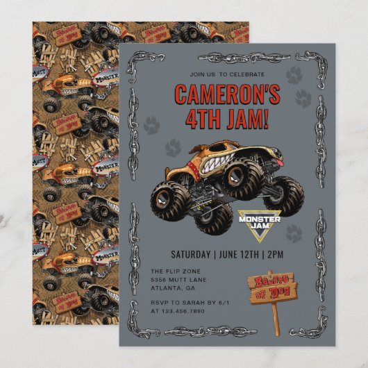 Monster Jam - Monster Mutt Verjaardag Kaart (Voorkant / Achterkant)