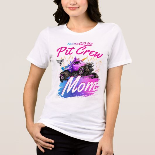 Monster Jam - Sparkle Smash Pit Crew Moeder Tri-Blend Shirt (Voorkant)
