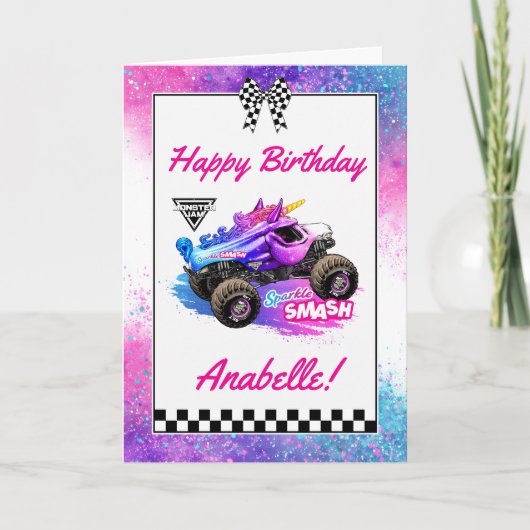 Monster Jam - Sparkle Smash Verjaardag Kaart (Voorkant)