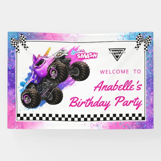 Monster Jam - Sparkle Smash Verjaardag Spandoek (Horizontaal)