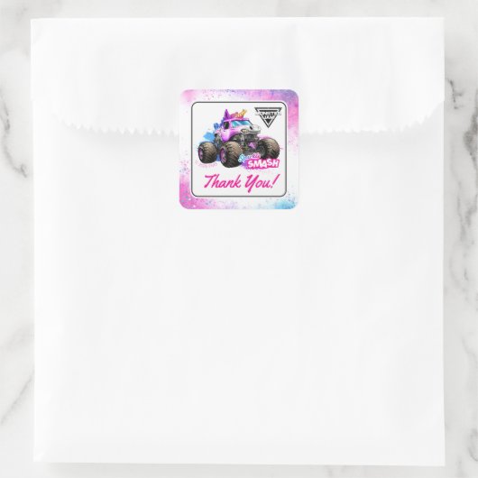 Monster Jam - Sparkle Smash Verjaardag Vierkante Sticker (Tas)