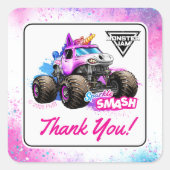 Monster Jam - Sparkle Smash Verjaardag Vierkante Sticker (Voorkant)