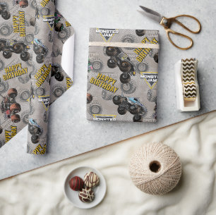 Monster Jam Trucks Verjaardag Cadeaupapier
