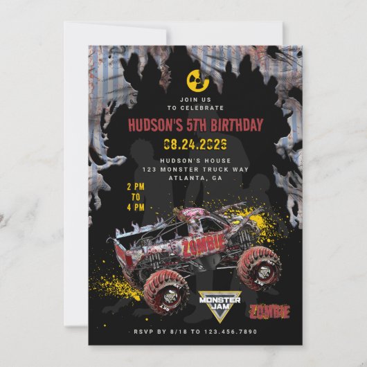 Monster Jam - Zombie Verjaardag Kaart (Voorkant)
