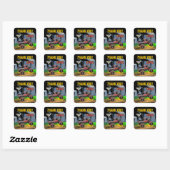 Monster Jam - Zombie Verjaardag Vierkante Sticker (Vel)