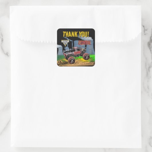 Monster Jam - Zombie Verjaardag Vierkante Sticker (Tas)