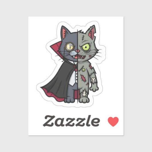 Monster Kat Mashup – Half Vampire, Half Zombie Sticker (Vel)
