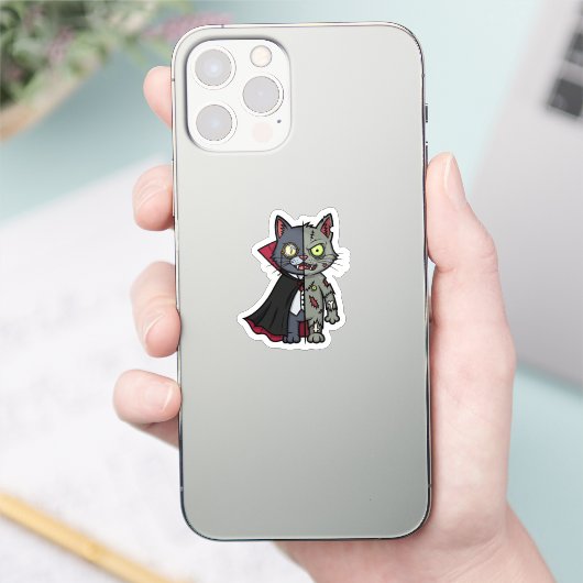 Monster Kat Mashup – Half Vampire, Half Zombie Sticker (Telefoon)
