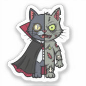 Monster Kat Mashup – Half Vampire, Half Zombie Sticker (Voorkant)