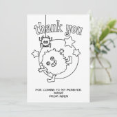 Monster Kids Kleurkaart Feest Favoriet Bedankt (Staand voorkant)