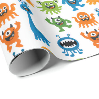Monster Kids Verjaardag Cadeaupapier